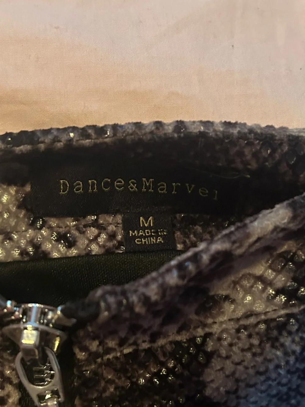Dance & Marvel Brown Snake-Print Zip Front Mini Skirt